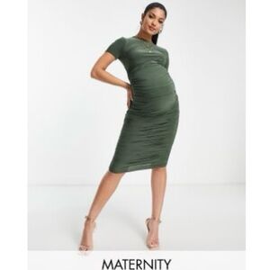 Missguided Maternity Tie Back Slinky Midi Dress